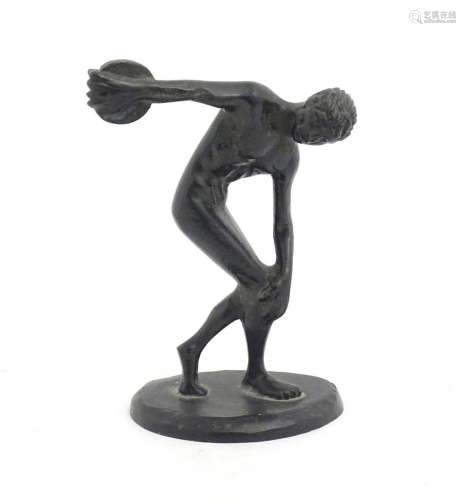 A late 19thC bronze model of the Greek statue Discobolus. In...
