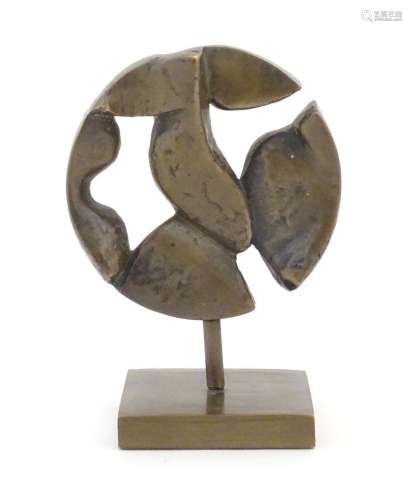 A late 20thC Modernist limited edition bronze abstract sculp...