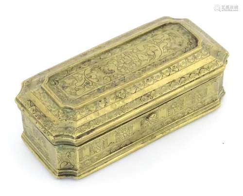 An Indian brass betel / pandan box / vettila chellam with en...