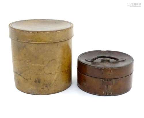 A 20thC leather collar box. Together with another leather bo...