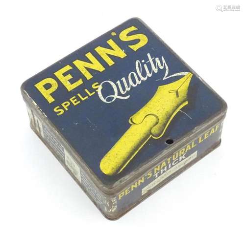 An early 20thC advertising tin for Penn's Natural Leaf c...