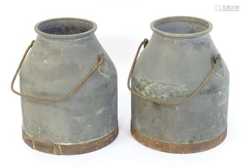 Two galvanised milk / dairy churns with swing handles. Appro...