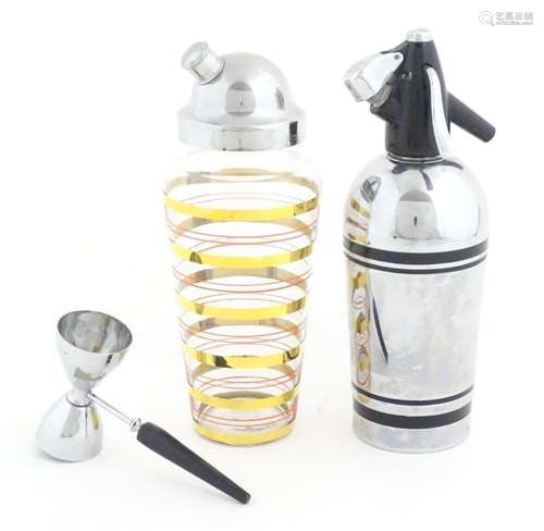 An Art Deco Sparklets soda syphon with chrome body and bande...