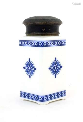 A Vienna pottery tea caddy / storage jar with bleu and white...