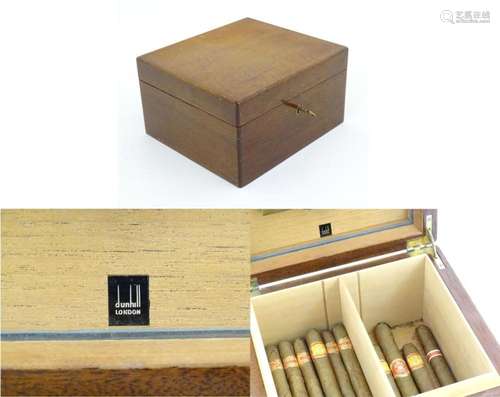 A 20thC mahogany Dunhill cedar lined humidor with two sectio...