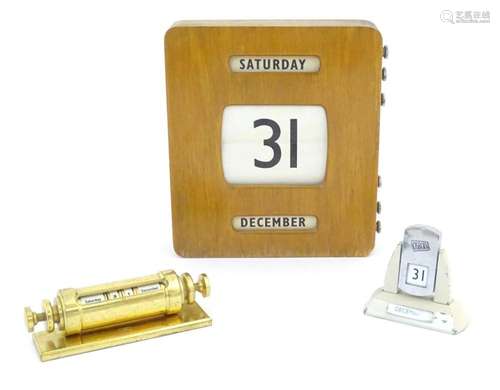 Three 20thC perpetual desk calendars comprising an Art Deco ...