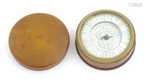 An 19thC boxwood cased pantochronometer / pocket compass wit...