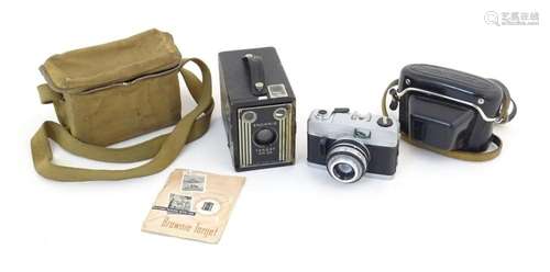 Two 20thC cameras to include a cased Kodak Brownie Target Si...