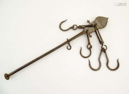A steel beam / bar balance hanging scales, the head stamped ...