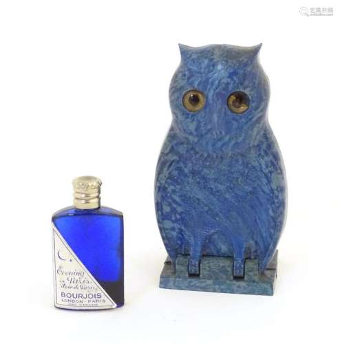 An early 20thC novelty blue Bakelite perfume bottle case mod...
