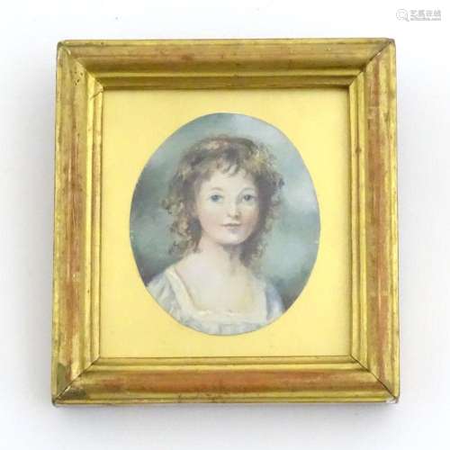An 18thC watercolour on paper portrait miniature by John Hop...