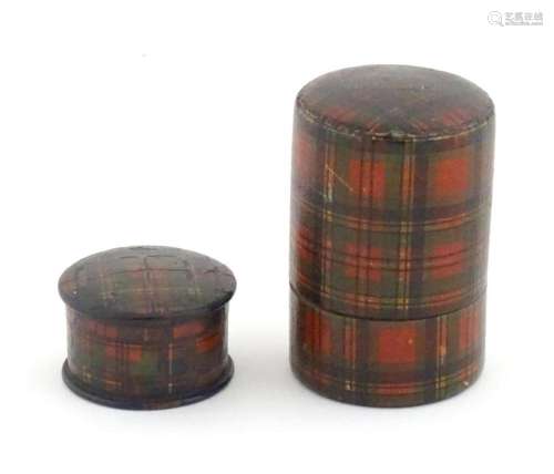 Two 19thC Prince Charlie tartan ware boxes comprising a patc...