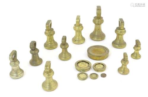 A quantity of assorted 19thC and later brass weights, to inc...