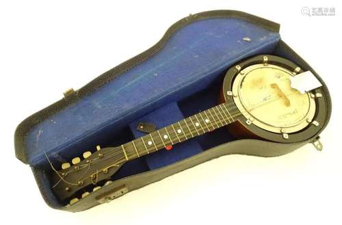 Musical Instrument: a mid 20thC cased Banjo Mandolin, the he...