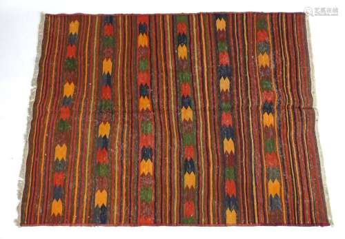 Carpet / Rug : A jajim Kilim, the red ground with banded det...