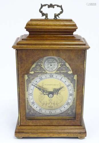 A 20thC walnut and burr walnut 'Elliot clock', the b...