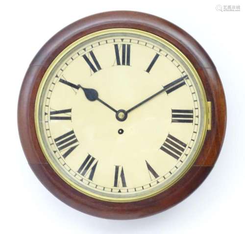 A mahogany cased English dial wall clock with fusee movement...