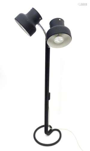 A Scandinavian matte black twin light standard / floor lamp,...