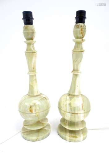 A pair of vintage onyx table lamps. Approx 21 1/2" high