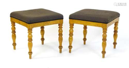 A pair of 19thC Scandinavian birch stools, the stools having...