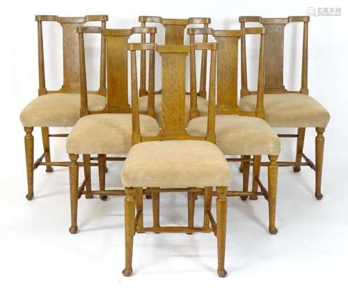 A set of six oak Arts and Crafts dining chairs, thought to b...