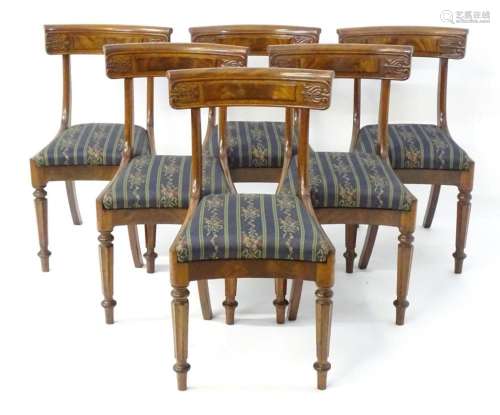 A set of six mid 19thC mahogany dining chairs, the chairs ha...
