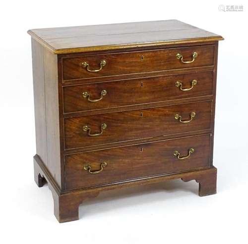 A mid 18thC mahogany chest of drawers, having a moulded, cro...