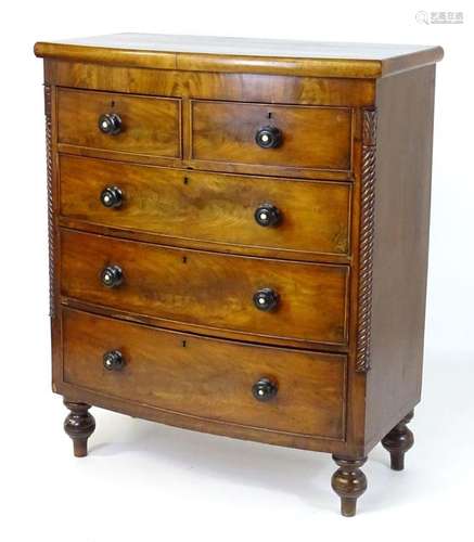 A late 18thC / early 19thC mahogany, north country, bow fron...