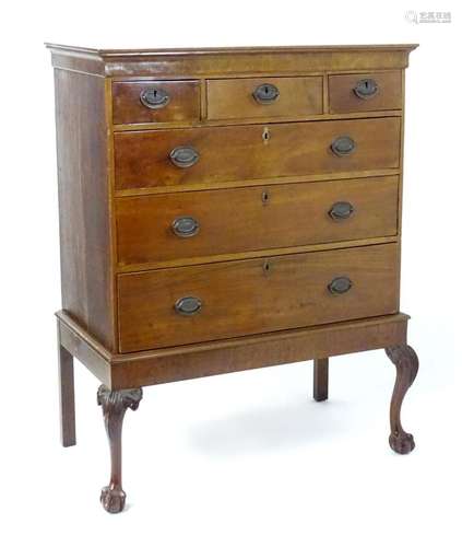 A 19thC and later chest on stand of mahogany and oak constru...