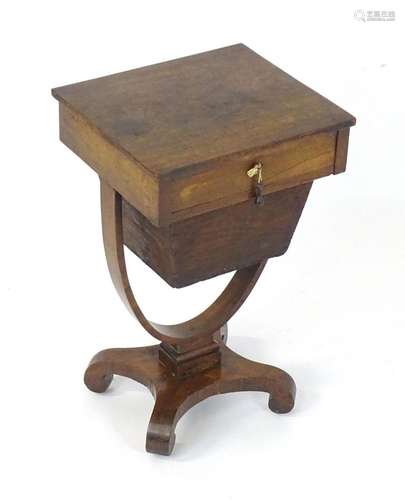 A mid / late 19thC rosewood work table, having a short drawe...