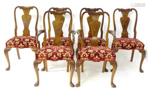 A set of six Epstein Queen Anne style dining chairs, having ...