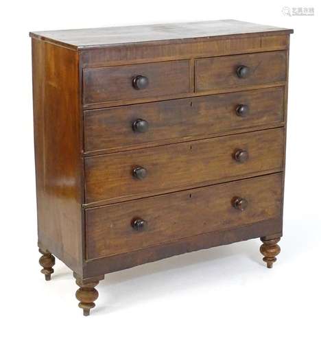 An early / mid 19thC mahogany chest of drawers with a moulde...