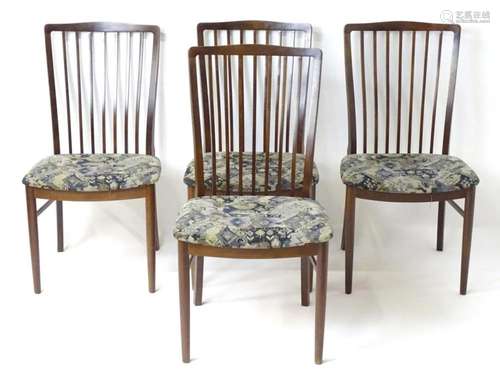 Vintage / Retro: A set of four Danish rake back dining chair...