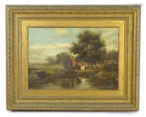 19th century, English School, Oil on canvas, A river landsca...