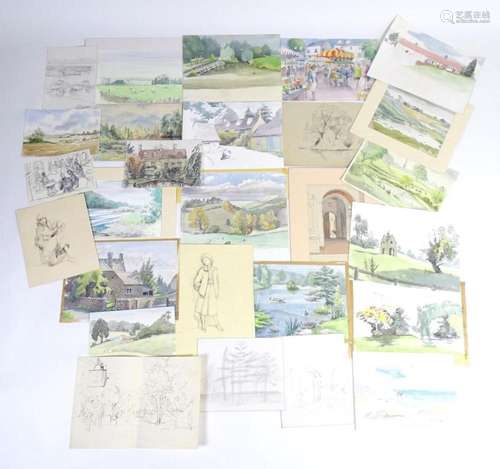 A quantity of 20th century watercolours and drawings by Marg...