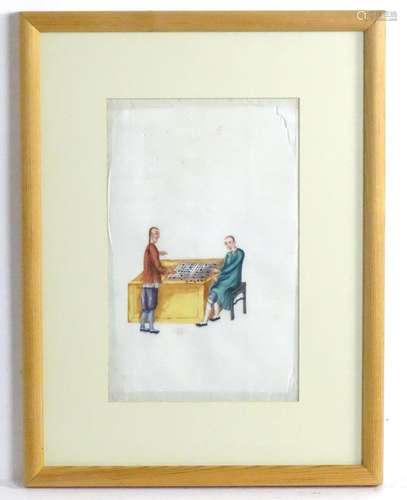 Chinese School, Watercolour on rice paper, Two Chinese / Man...