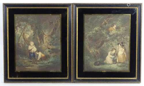 After George Morland (1763-1804), Colour engravings, Two woo...