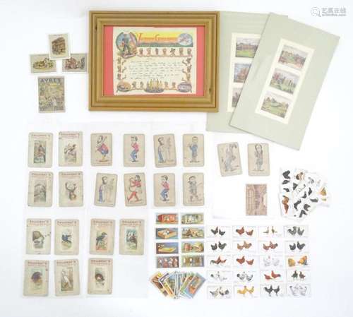 A quantity of assorted cigarette cards, advertisements etc. ...