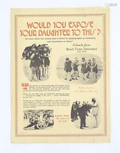 A 20thC poster titled 'Would You Expose Your Daughter to...