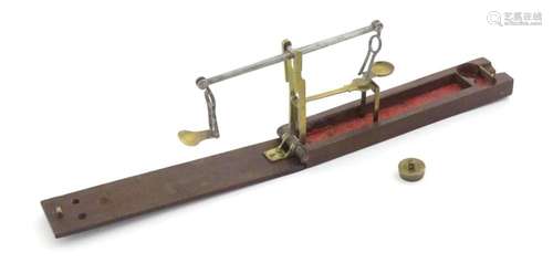 19thC mahogany cased brass folding sovereign scales by C. Wa...