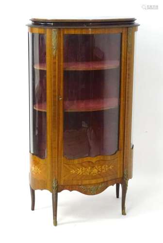 An early / mid 20thC kingwood vitrine of unusual form, havin...