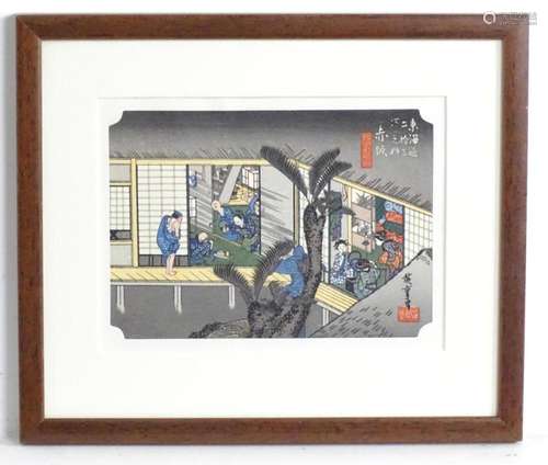 After Hiroshige Ando (1797-1858), Woodblock print, Akasaka, ...