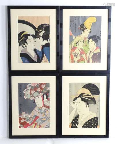 After Kitagawa Utamaro (1753-1806), Japanese School, Four co...