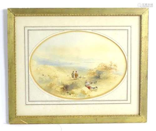 Early 19th century, Watercolour, A Greek coastal scene with ...