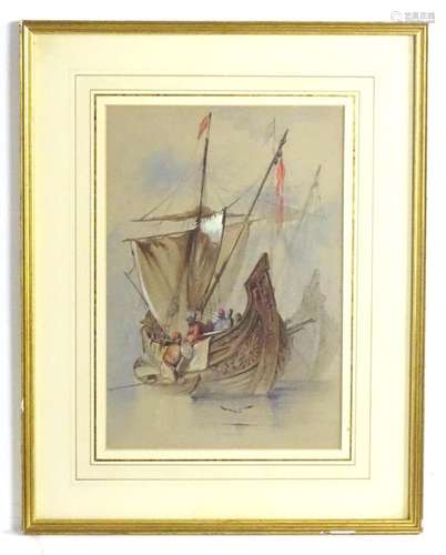 19th century, Turkish School, Watercolour, Shipping on the R...