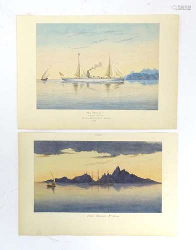 19th century, Watercolours, Two shipping scenes, one titled ...