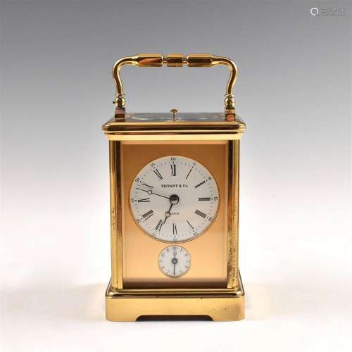A FRENCH BRASS CARRIAGE CLOCK BY L'EPEE