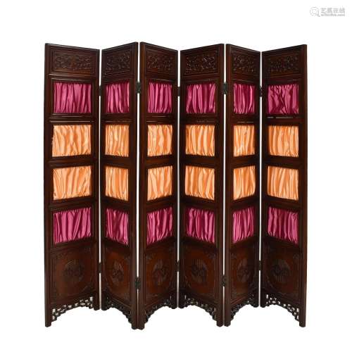 A CHINESE ROSEWOOD SCREEN 6 PANELS