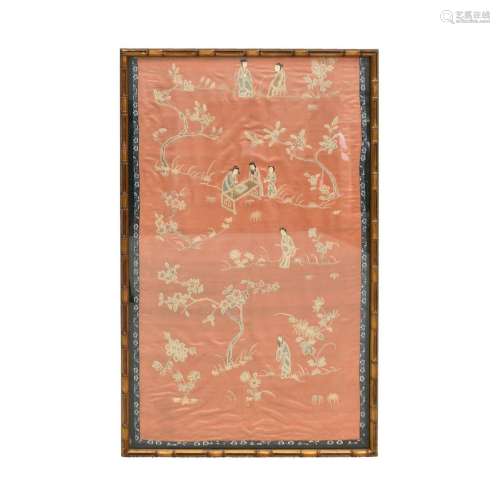 A FRAMED CHINESE EMBROIDERY PANEL
