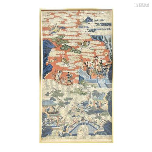 A CHINESE QING SILK TAPESTRY IMMORTALS KESI PANEL